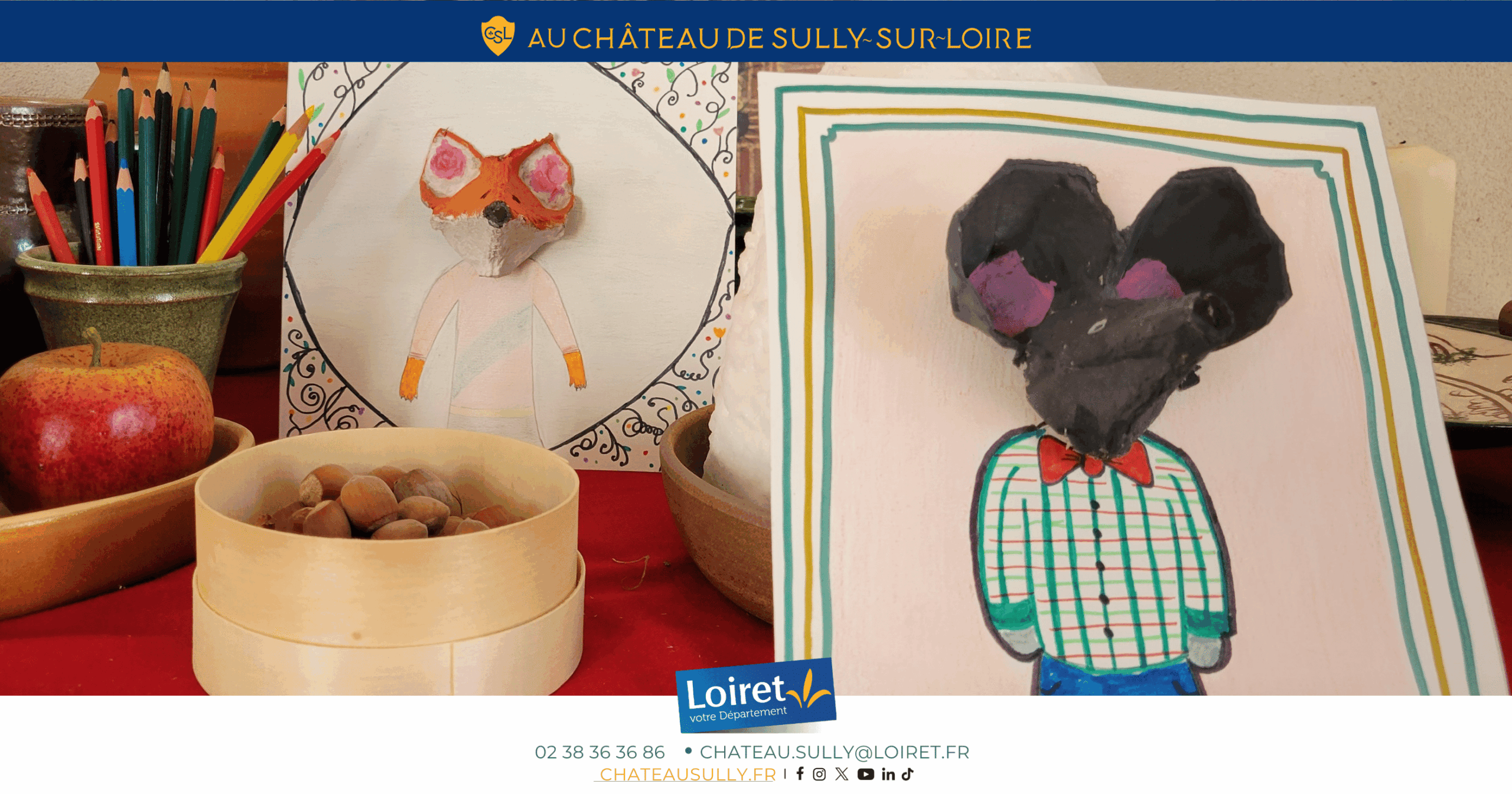 Visuels château de Sully-sur-Loire - 2026 - format site internet - Portrait d'animaux  écolo. Crédit photo : Département du Loiret / Johnatan Savarit
