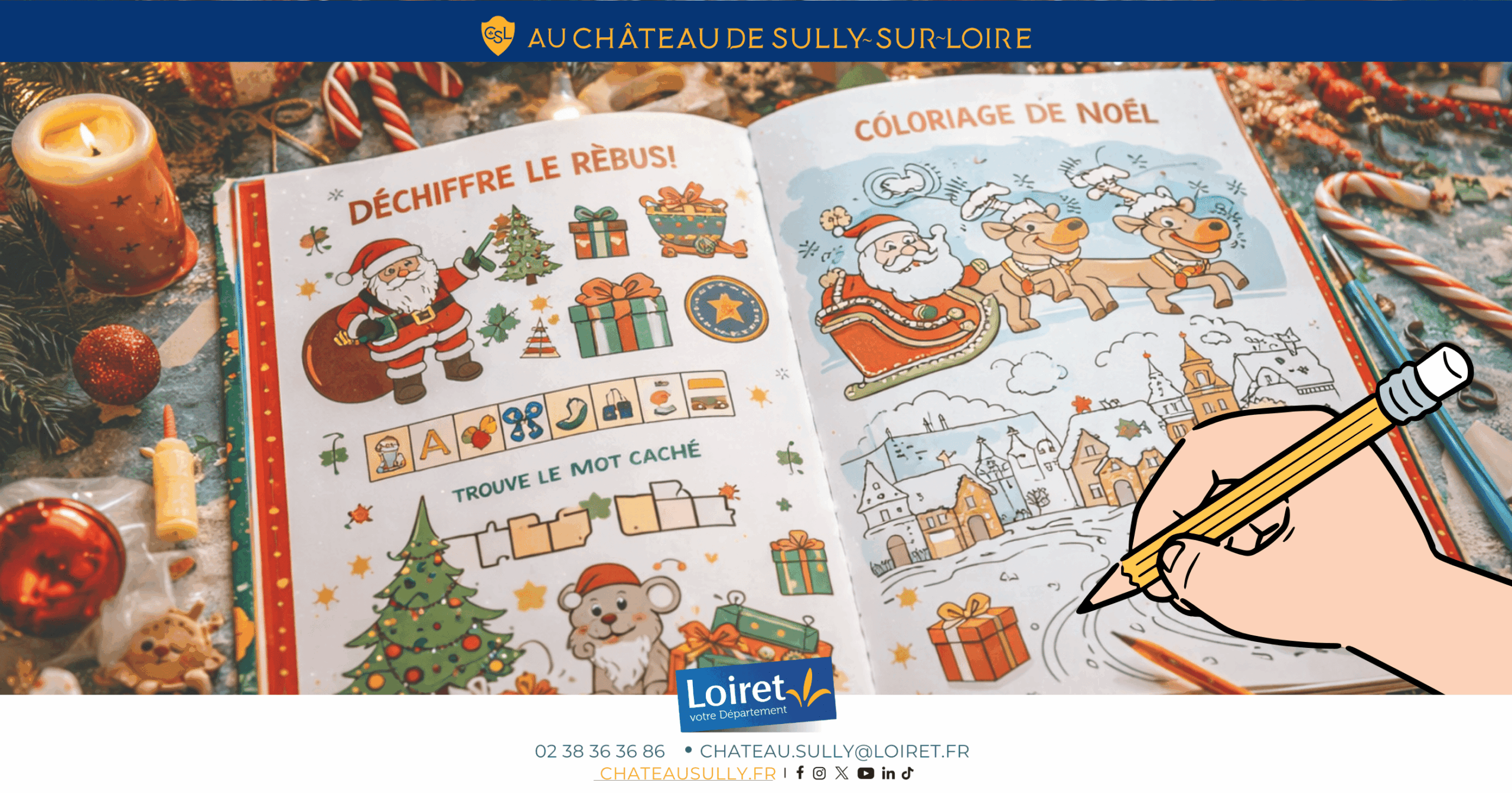 Visuels château de Sully-sur-Loire - 2026 - format site internet - livret jeux "la magie de Noël". Crédit photo : Département du Loiret / Johnatan Savarit
